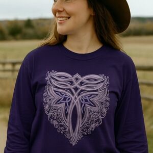 Purple Western Boot Stitch Long Sleeve Tee | Cowgirl Rodeo Top